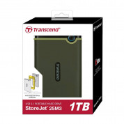 Transcend StoreJet 25M3G Rugged External Hard Drive 1TB - удароустойчив преносим външен диск 1TB (тъмнозелен) 5
