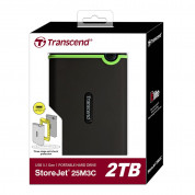 Transcend StoreJet 25M3S USB-C Rugged External Hard Drive 2TB - удароустойчив преносим външен хард диск 2TB (тъмносив) 5