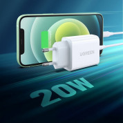 Ugreen Wall Charger USB-C 20W PD - захранване за ел. мрежа 20W с USB-C изход и технология за бързо зареждане (бял) 1