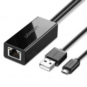 Ugreen Ethernet Extension Cable For Chromecast RJ45 Cat 6 FTP 1000 Mbps - удължителен Ethernet кабел за Google Chomecast (100 см) (черен)