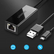 Ugreen Ethernet Extension Cable For Chromecast RJ45 Cat 6 FTP 1000 Mbps - удължителен Ethernet кабел за Google Chomecast (100 см) (черен) 6