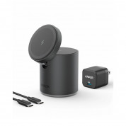 Anker MagGo 2-in-1 Magnetic Wireless Charging Stand - двойна поставка (пад) за безжично зареждане за iPhone с Magsafe и AirPods (черен)	
