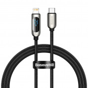 Baseus Digital Display USB-C to Lightning Cable PD 20W (CATLSK-01) - USB-C към Lightning кабел за Apple устройства с Lightning порт (100 см) (черен)