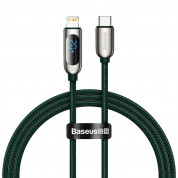 Baseus Digital Display USB-C to Lightning Cable PD 20W (CATLSK-06) - USB-C към Lightning кабел за Apple устройства с Lightning порт (100 см) (зелен)