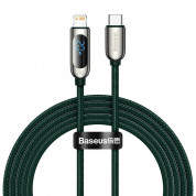 Baseus Digital Display USB-C to Lightning Cable PD 20W (CATLSK-A06) - USB-C към Lightning кабел за Apple устройства с Lightning порт (200 см) (зелен)