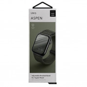 Uniq Aspen Adjustable Braided Band  - текстилна каишка за Apple Watch 42мм, 44мм, 45мм (тъмнозелен) 9