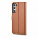 iCarer Haitang Leather Wallet Case - кожен (естествена кожа) калъф, тип портфейл за Samsung Galaxy S22 (кафяв) 3