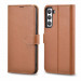 iCarer Haitang Leather Wallet Case - кожен (естествена кожа) калъф, тип портфейл за Samsung Galaxy S22 (кафяв) 1