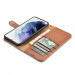 iCarer Haitang Leather Wallet Case - кожен (естествена кожа) калъф, тип портфейл за Samsung Galaxy S22 (кафяв) 4