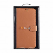 iCarer Haitang Leather Wallet Case - кожен (естествена кожа) калъф, тип портфейл за Samsung Galaxy S22 (кафяв) 9