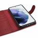iCarer Haitang Leather Wallet Case - кожен (естествена кожа) калъф, тип портфейл за Samsung Galaxy S22 (червен) 8