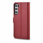 iCarer Haitang Leather Wallet Case - кожен (естествена кожа) калъф, тип портфейл за Samsung Galaxy S22 (червен) 2