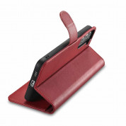 iCarer Haitang Leather Wallet Case - кожен (естествена кожа) калъф, тип портфейл за Samsung Galaxy S22 (червен) 6