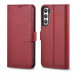 iCarer Haitang Leather Wallet Case - кожен (естествена кожа) калъф, тип портфейл за Samsung Galaxy S22 (червен) 1