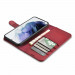 iCarer Haitang Leather Wallet Case - кожен (естествена кожа) калъф, тип портфейл за Samsung Galaxy S22 (червен) 4
