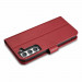 iCarer Haitang Leather Wallet Case - кожен (естествена кожа) калъф, тип портфейл за Samsung Galaxy S22 (червен) 6