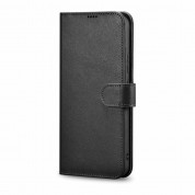 iCarer Haitang Leather Wallet Case - кожен (естествена кожа) калъф, тип портфейл за Samsung Galaxy S22 Ultra (черен) 1