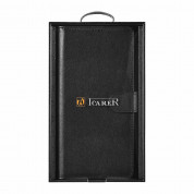 iCarer Haitang Leather Wallet Case - кожен (естествена кожа) калъф, тип портфейл за Samsung Galaxy S22 Ultra (черен) 7