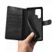 iCarer Haitang Leather Wallet Case - кожен (естествена кожа) калъф, тип портфейл за Samsung Galaxy S22 Ultra (черен) 5