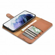 iCarer Haitang Leather Wallet Case - кожен (естествена кожа) калъф, тип портфейл за Samsung Galaxy S22 Ultra (кафяв) 5