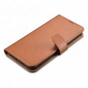 iCarer Haitang Leather Wallet Case - кожен (естествена кожа) калъф, тип портфейл за Samsung Galaxy S22 Ultra (кафяв) 6