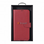 iCarer Haitang Leather Wallet Case - кожен (естествена кожа) калъф, тип портфейл за Samsung Galaxy S22 Ultra (червен) 7