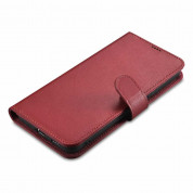 iCarer Haitang Leather Wallet Case - кожен (естествена кожа) калъф, тип портфейл за Samsung Galaxy S22 Ultra (червен) 6