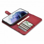 iCarer Haitang Leather Wallet Case - кожен (естествена кожа) калъф, тип портфейл за Samsung Galaxy S22 Ultra (червен) 5
