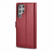 iCarer Haitang Leather Wallet Case - кожен (естествена кожа) калъф, тип портфейл за Samsung Galaxy S22 Ultra (червен) 2