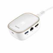 Baseus Multifunctional USB-C Hub Adapter AC Charger (CAHUB-AU02) - захранване и мултифункционален хъб за свързване на допълнителна периферия за Macbook и USB-C устройства (бял) 3