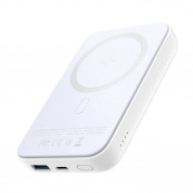 Joyroom Mini Magnetic Wireless Quick Charging Power Bank 10000 mAh - преносима външна батерия с USB-C порт, USB-A изход и безжично зареждане с MagSafe (бял)