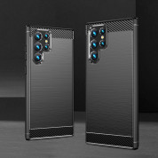 Carbon Soft Silicone TPU Protective Case - силиконов (TPU) калъф за Samsung Galaxy S22 Ultra (черен) 7