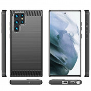 Carbon Soft Silicone TPU Protective Case - силиконов (TPU) калъф за Samsung Galaxy S22 Ultra (черен) 1