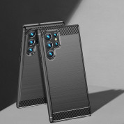 Carbon Soft Silicone TPU Protective Case - силиконов (TPU) калъф за Samsung Galaxy S22 Ultra (черен) 8
