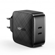 Ugreen Dual USB-C PD 3.0 Wall Charger 66W - захранване за ел. мрежа с 2xUSB-C PD изходи с технология за бързо зареждане (черен) 
