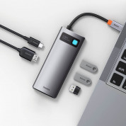 Baseus USB-C Metal Gleam Series 5-in-1 Hub (WKWG020013) - мултифункционален хъб за свързване на допълнителна периферия за устройства с USB-C (тъмносив) 6