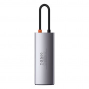Baseus USB-C Metal Gleam Series 5-in-1 Hub (WKWG020013) - мултифункционален хъб за свързване на допълнителна периферия за устройства с USB-C (тъмносив) 4