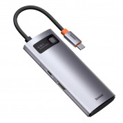 Baseus USB-C Metal Gleam Series 5-in-1 Hub (WKWG020013) - мултифункционален хъб за свързване на допълнителна периферия за устройства с USB-C (тъмносив) 5