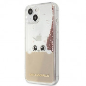Karl Lagerfeld Liquid Glitter Peek a Boo Case - дизайнерски кейс с висока защита за iPhone 13 (прозрачен) 4