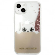 Karl Lagerfeld Liquid Glitter Peek a Boo Case - дизайнерски кейс с висока защита за iPhone 13 (прозрачен) 3