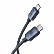 Baseus Crystal Shine USB-C to USB-C Cable 100W (CAJY000701) - здрав кабел с въжена оплетка и бързо зареждане за устройства с USB-C порт (200 см) (черен) 1