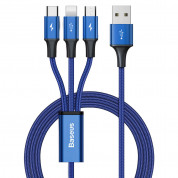 Baseus Rapid 3-in-1 USB Cable (CAJS000003) - универсален USB кабел с Lightning, microUSB и USB-C конектори (120 см) (светлосин)