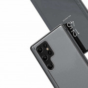 Clear View Stand Cover - кейс с поставка, през който виждате информация от дисплея за Samsung Galaxy S22 Ultra (черен) 1