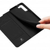 Dux Ducis Skin Pro Case - кожен калъф с поставка и отделение за кр. карти за Samsung Galaxy S22 (черен) 8