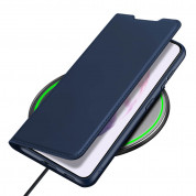 Dux Ducis Skin Pro Case - кожен калъф с поставка и отделение за кр. карти за Samsung Galaxy S22 (син) 6