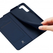 Dux Ducis Skin Pro Case - кожен калъф с поставка и отделение за кр. карти за Samsung Galaxy S22 (син) 8