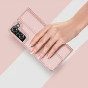 Dux Ducis Skin Pro Case - кожен калъф с поставка и отделение за кр. карти за Samsung Galaxy S22 (розов) 10