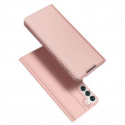 Dux Ducis Skin Pro Case - кожен калъф с поставка и отделение за кр. карти за Samsung Galaxy S22 (розов)