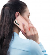 Dux Ducis Skin Pro Case - кожен калъф с поставка и отделение за кр. карти за Samsung Galaxy S22 (розов) 9