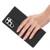 Dux Ducis Skin Pro Case - кожен калъф с поставка и отделение за кр. карти за Samsung Galaxy S22 Ultra (черен) 6